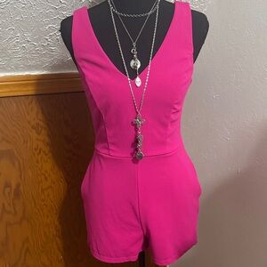 Pink Sleeveless Romper ‘it has pockets!’